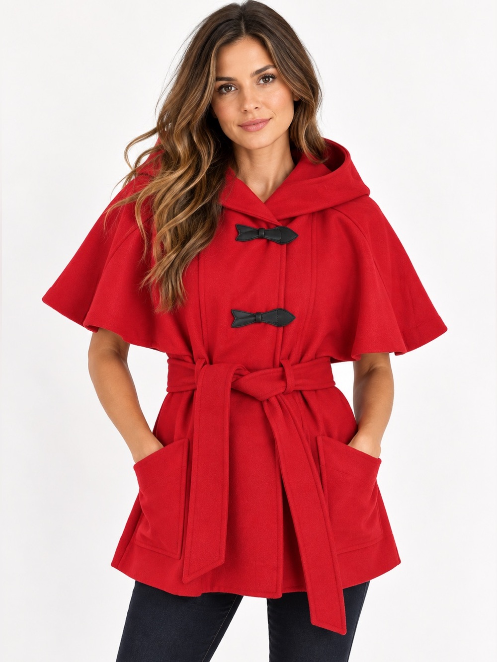 Jessica Simpson Red hooded cape coat, Nwot, Medium